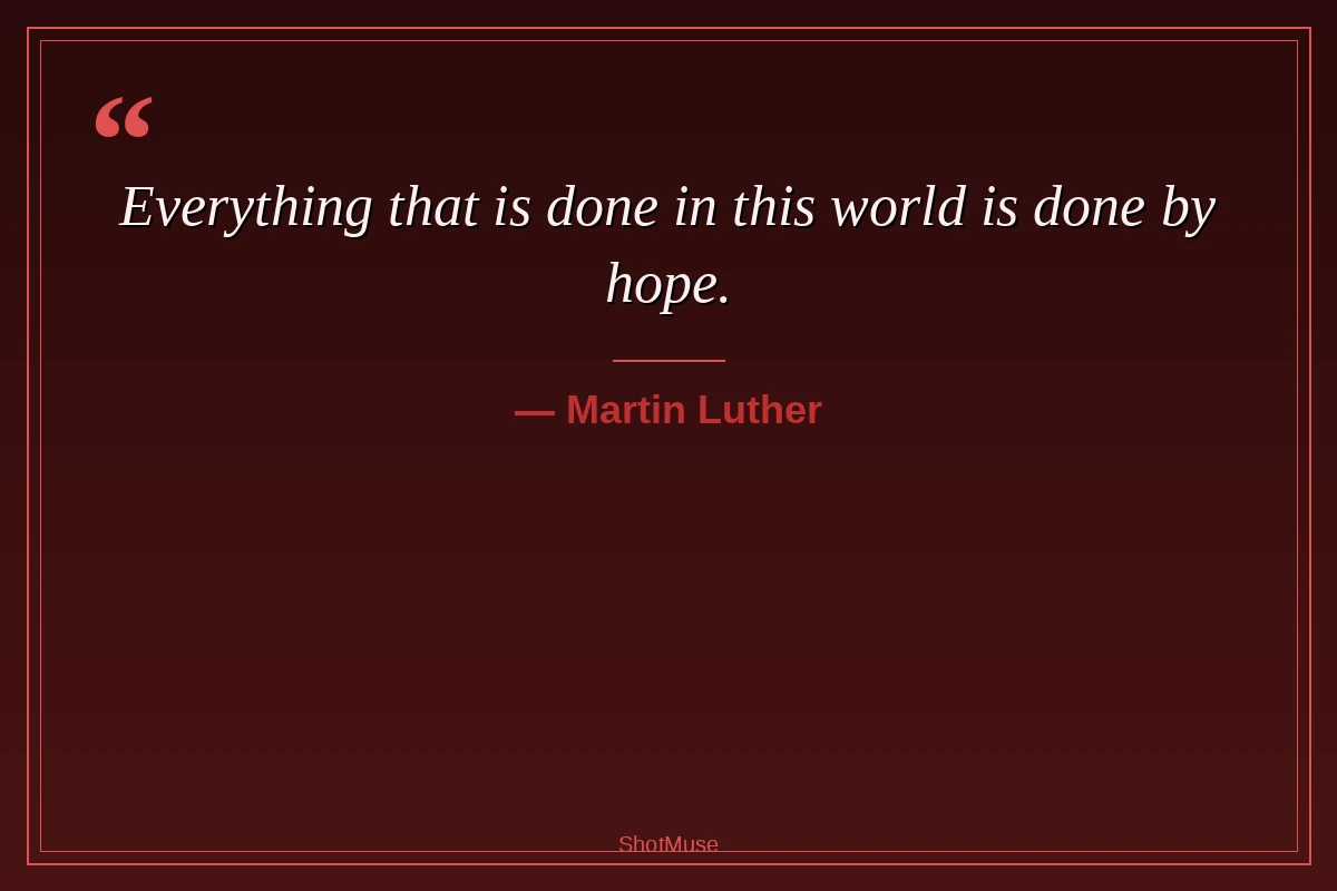 Martin Luther hope quote — Everything that is done in the world is done by hope — HD quote photo