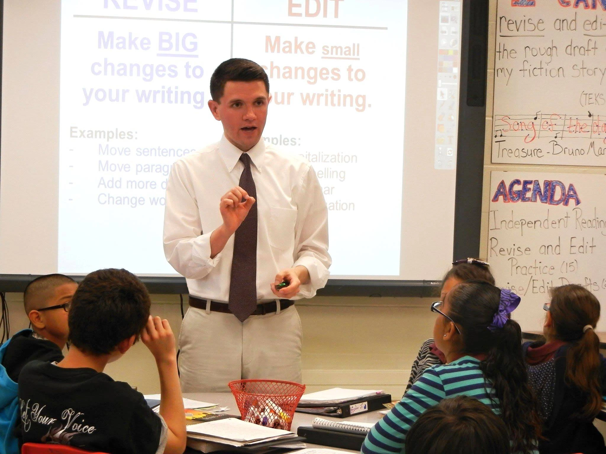 James Talarico teaching sixth-grade English at Rhodes Middle School in San Antonio through Teach For America, 2011–2013 — an experience that shaped his healthcare and education policy agenda. Photo: Wikimedia Commons / CC BY-SA 4.0 james talarico teacher texas teach for america san antonio classroom early career