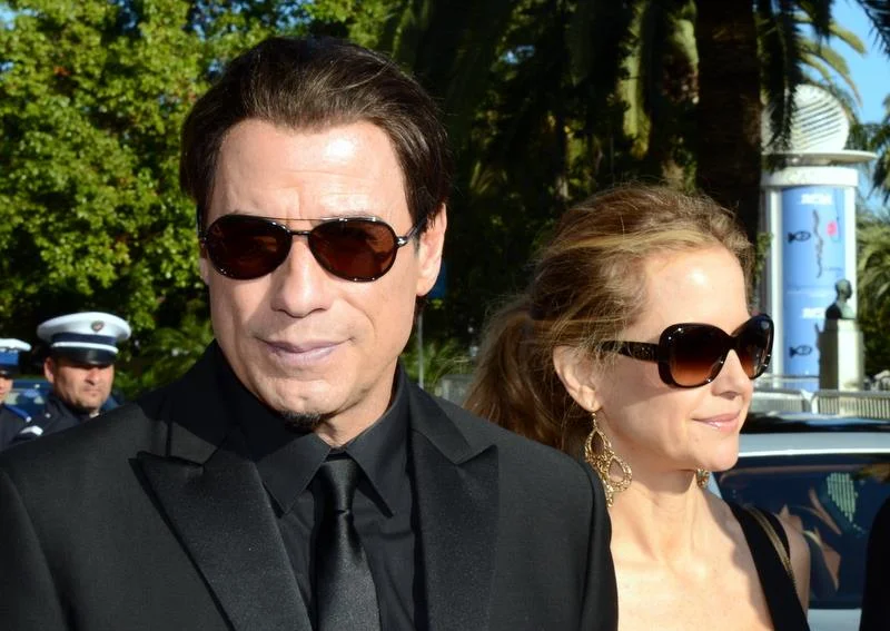 John Travolta with Uma Thurman and Quentin Tarantino at the Pulp Fiction 20th anniversary at Cannes 2014