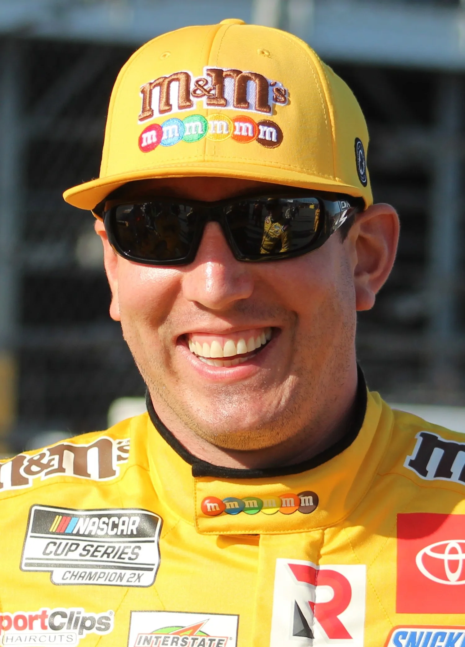 Kyle Busch and teammate Erik Jones photographed together in 2020 during the Joe Gibbs Racing years — two of the team&rsquo;s Cup Series drivers