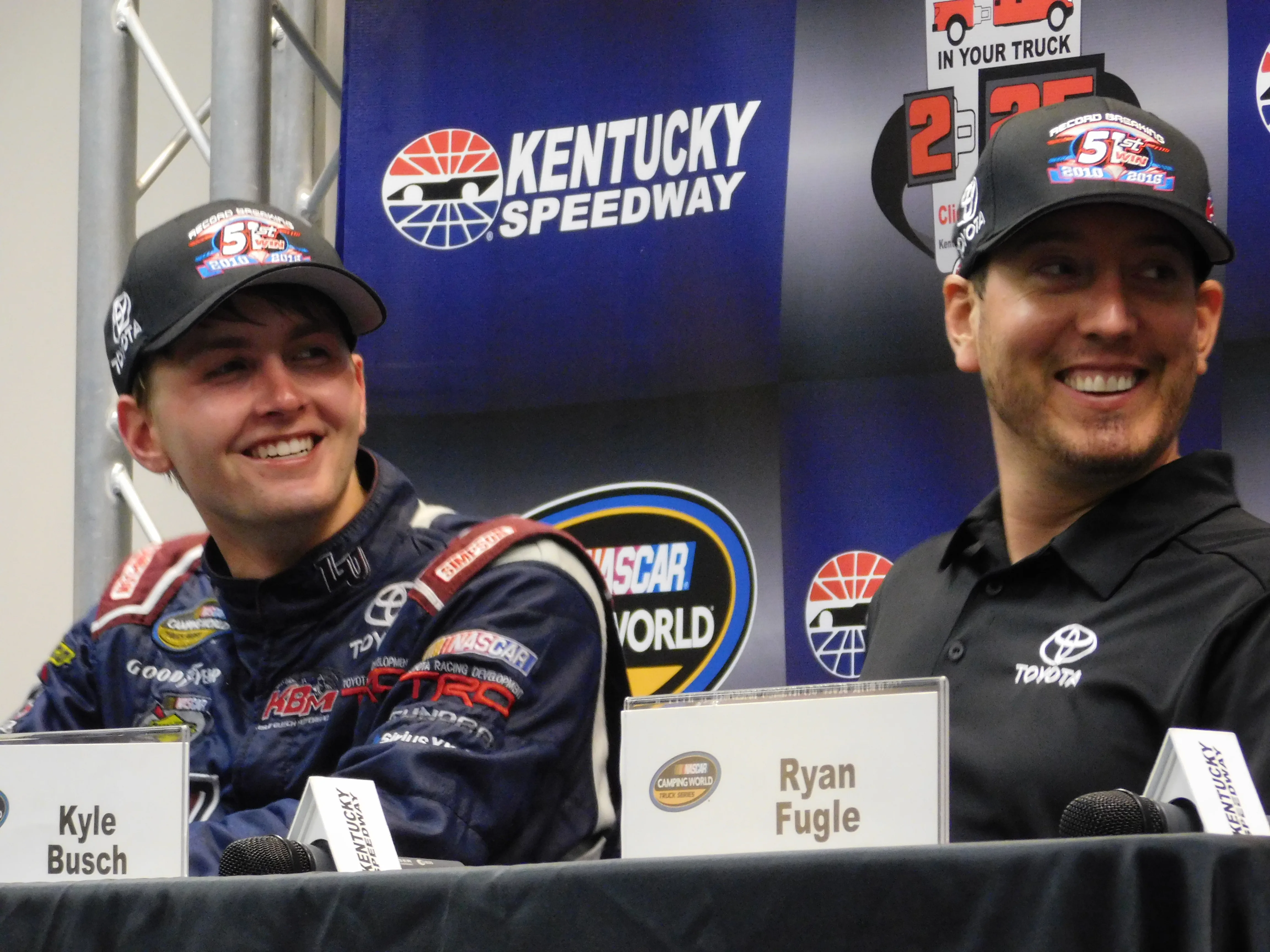 Kyle Busch and William Byron at Kentucky Speedway in 2016 — two drivers from different chapters of NASCAR&rsquo;s story captured together at the track