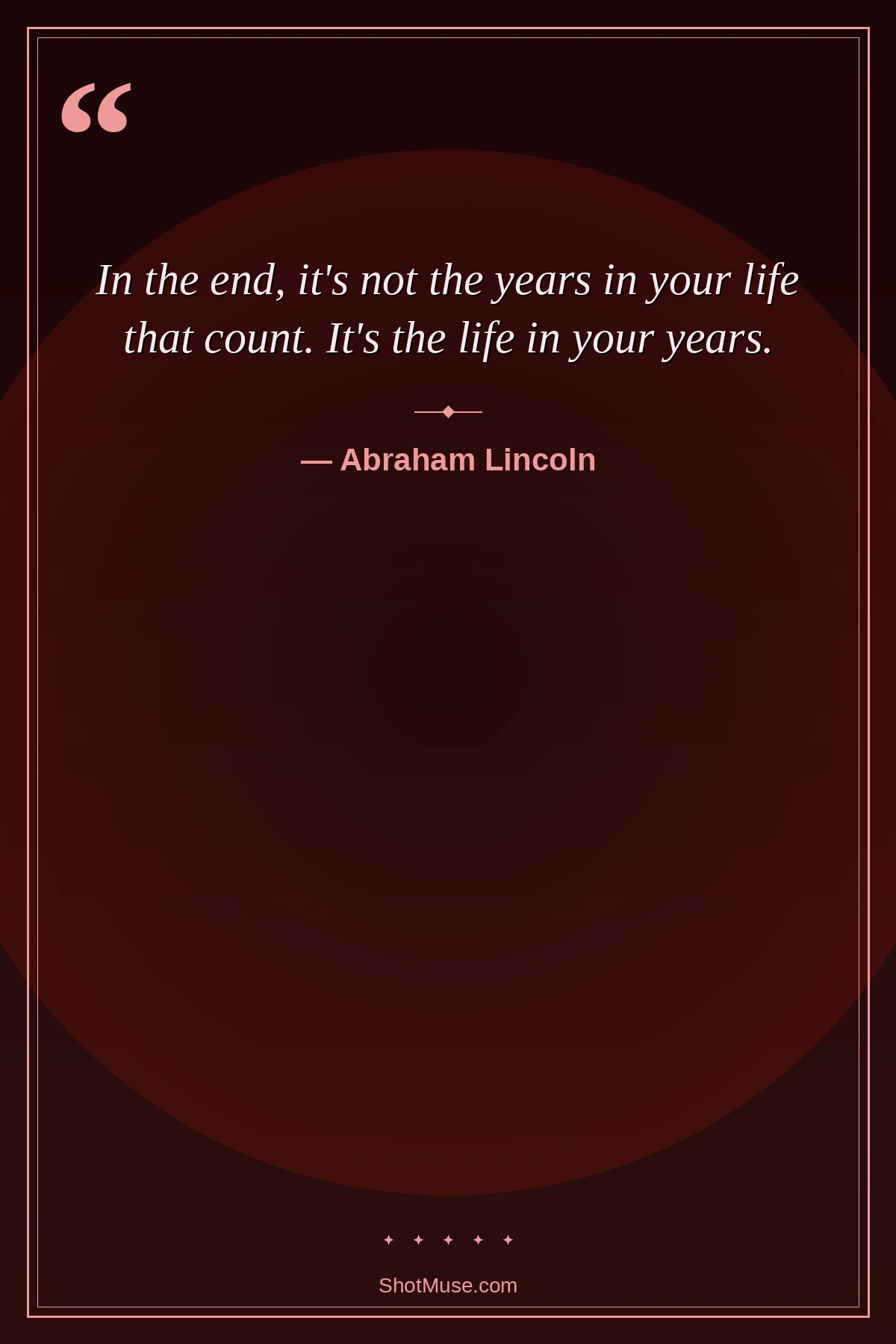 Life quote by Abraham Lincoln — It’s not the years in your life that count it’s the life in your years — HD dark red HD image
