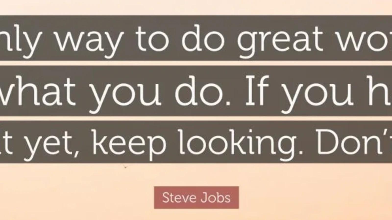 Steve Jobs motivational quote about loving your work — HD inspirational image for success and career