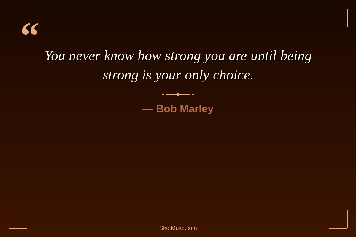 Short strength quote by Bob Marley - you never know how strong you are