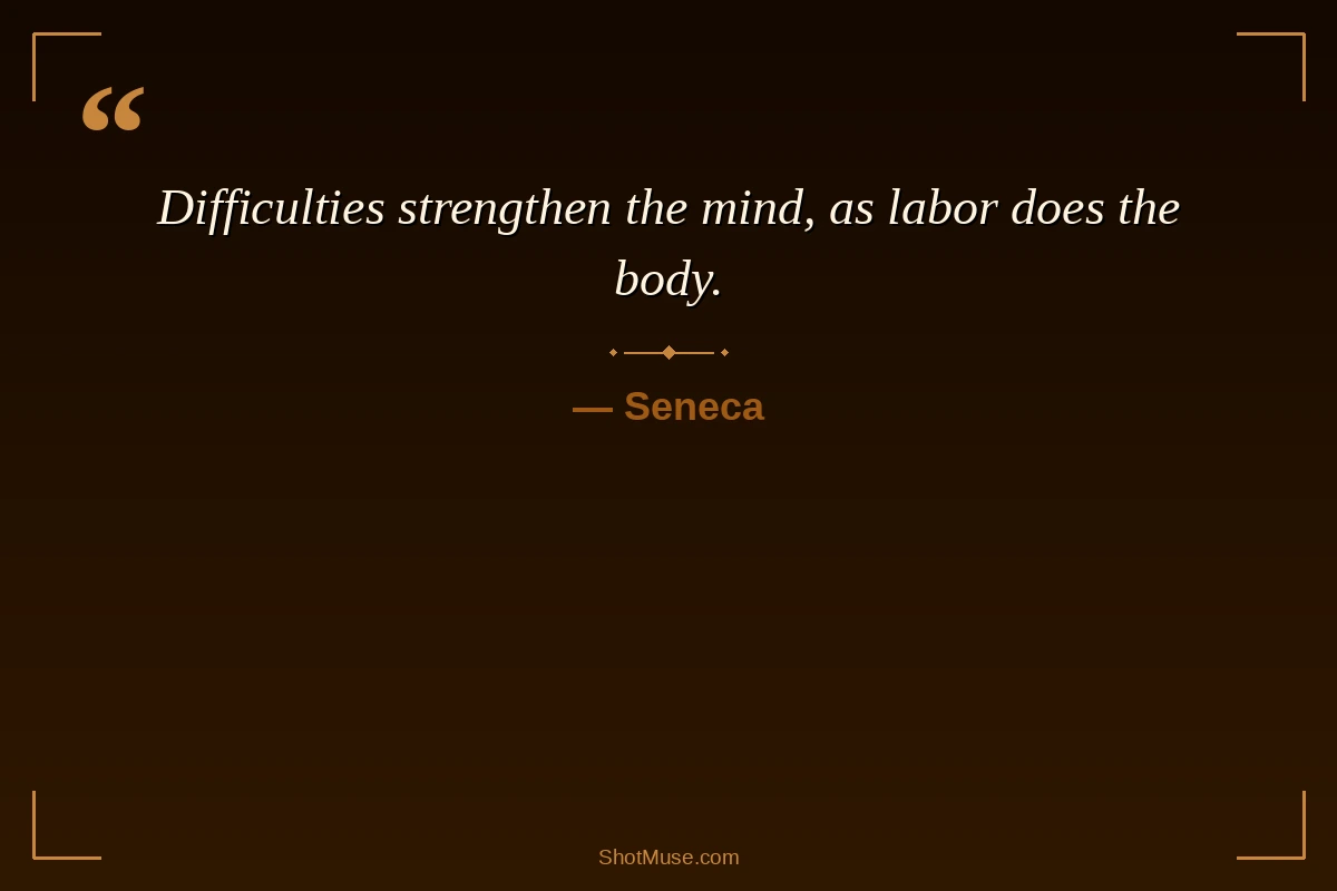 Strength quote for success by Seneca - difficulties strengthen the mind