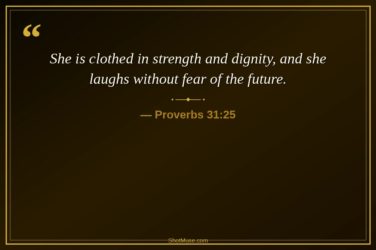 Strength quote for women from Proverbs - clothed in strength and dignity