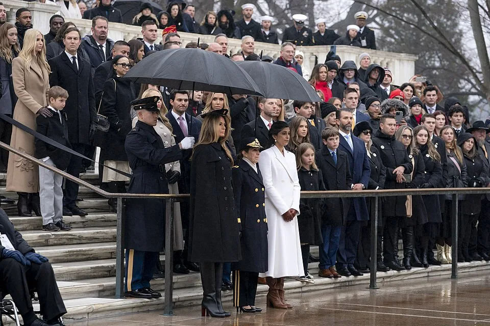 Trump family members at the family wreath laying ceremony, January 2025