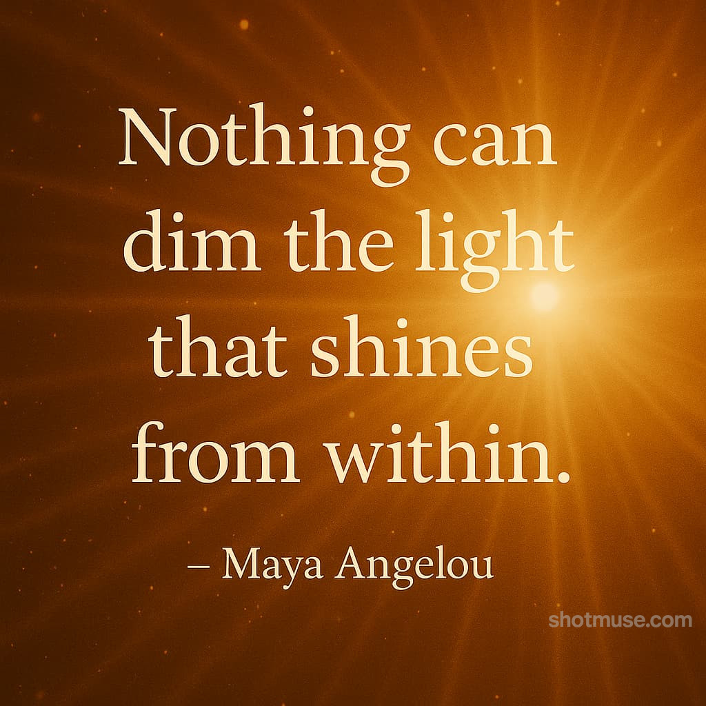 Inspirational quote for women by Maya Angelou with radiant golden light background