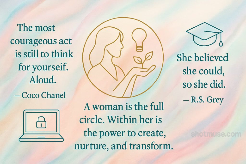 Empowering quote for women by R.S. Grey on light pastel background