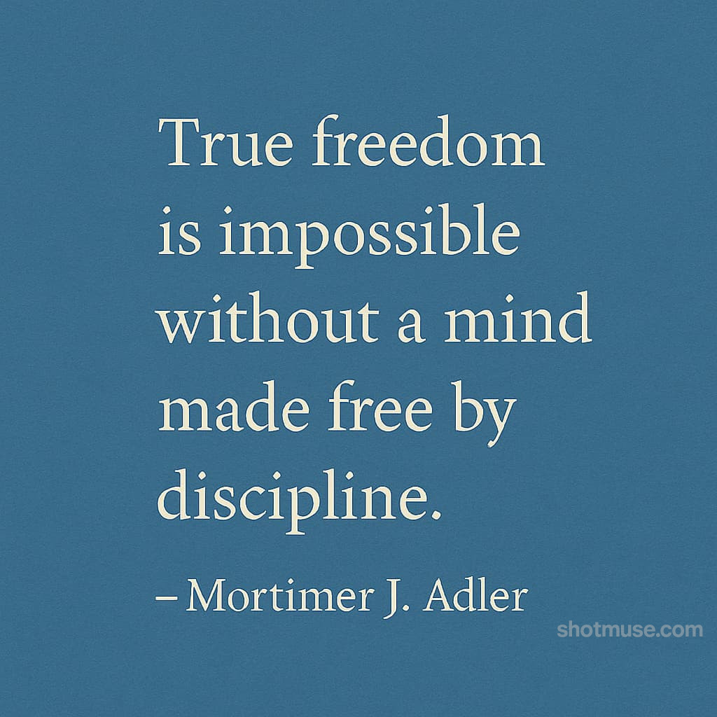 Freedom quote by Mortimer J. Adler with blue paper texture