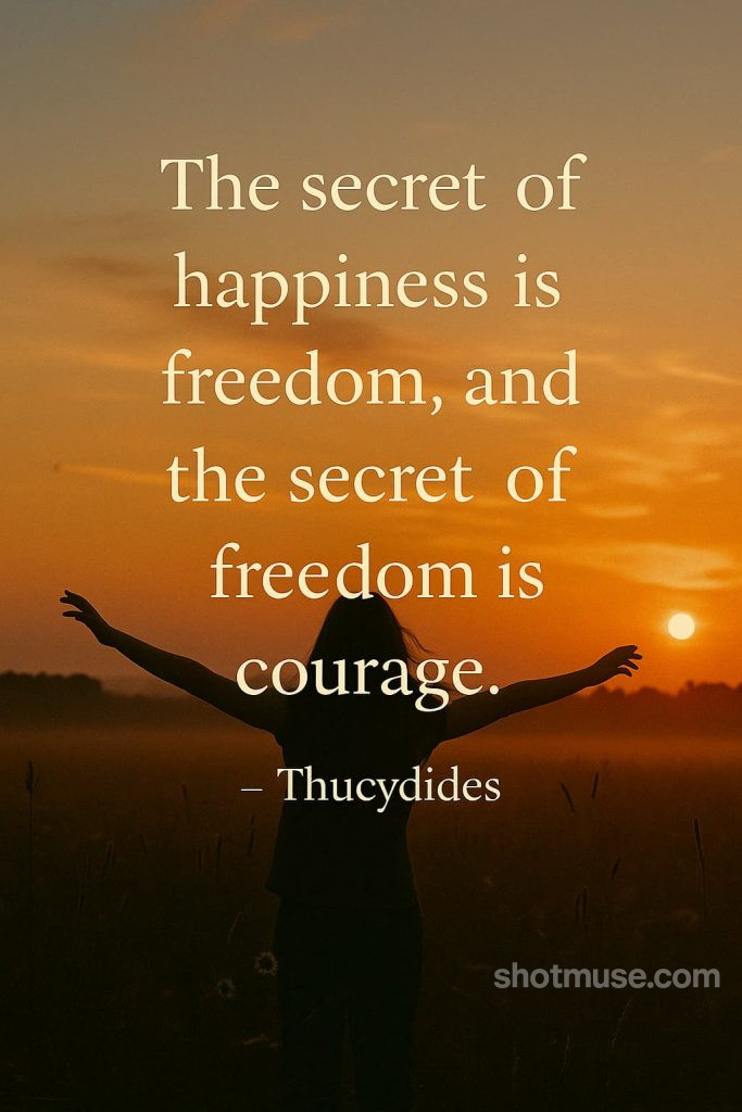 Freedom quote by Thucydides with modern typographic style