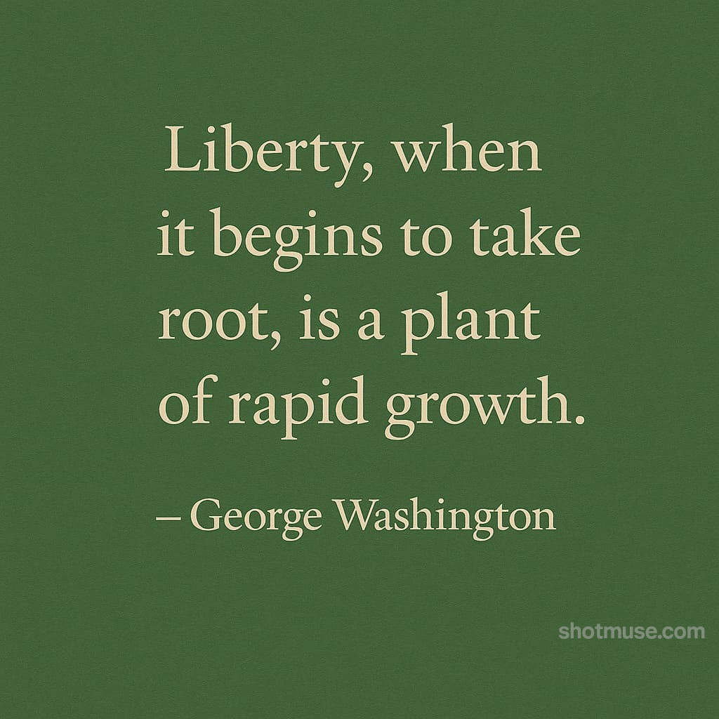 Liberty quote by George Washington on deep green textured background