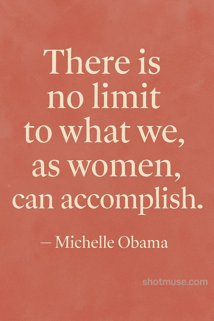 Inspirational quote for women by Michelle Obama on coral pink textured background