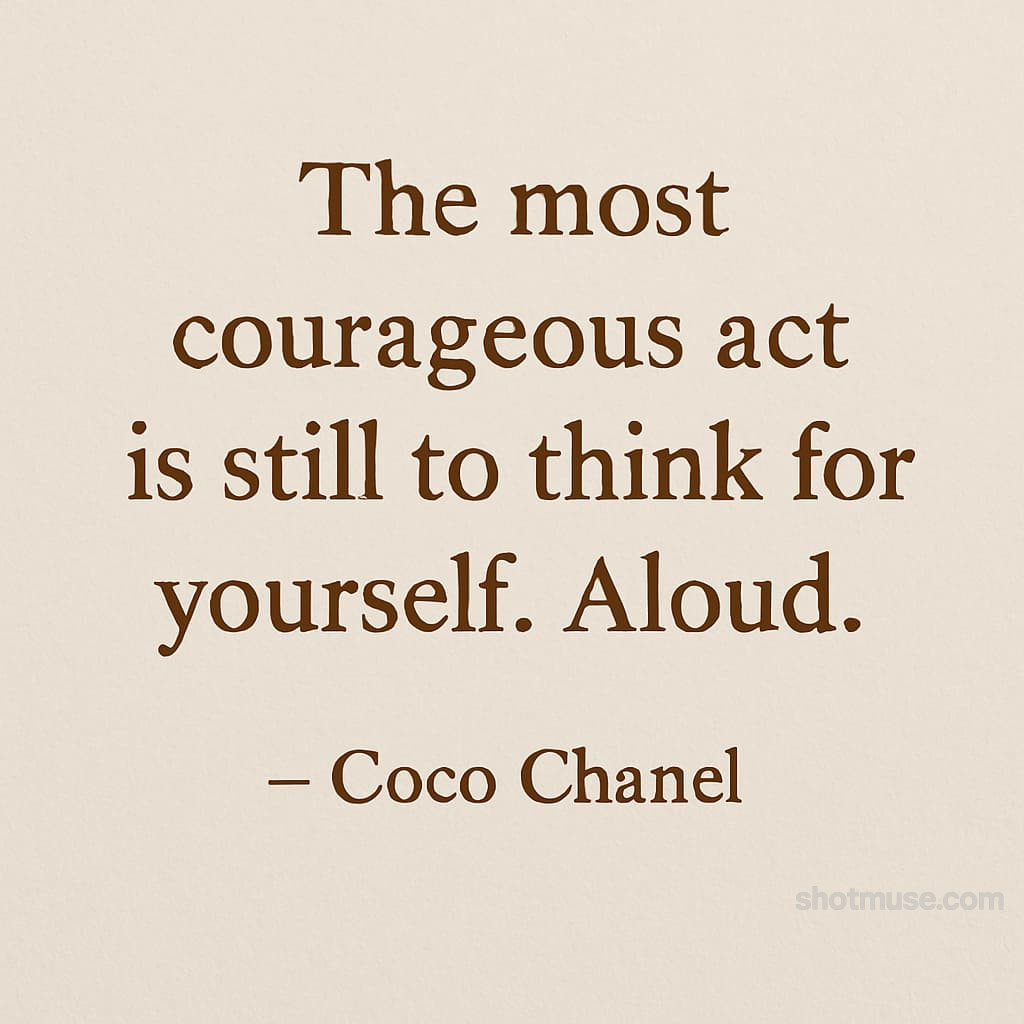Inspirational quote for women by Coco Chanel on soft textured pink background